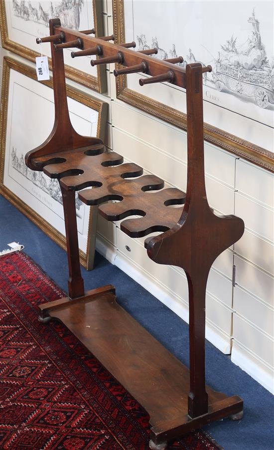 A Victorian mahogany boot and whip stand, W.80cm
